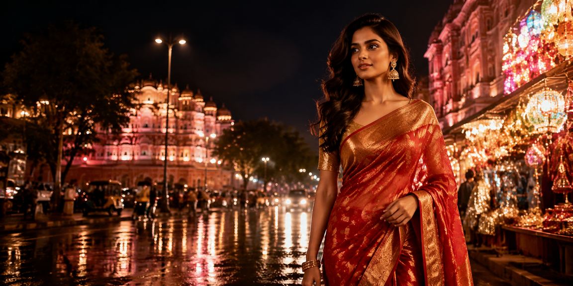Excited player placing bets at Jaipur casino with traditional attire